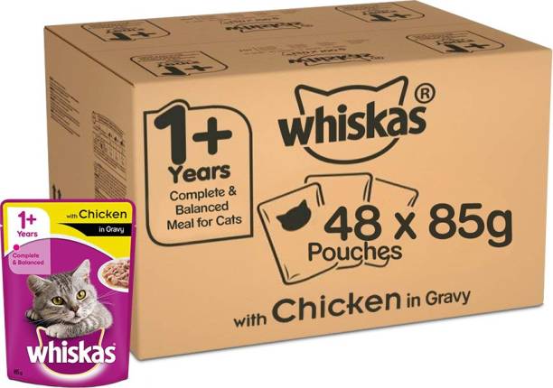 Whiskas Super Saver Pack (+1 Year) Chicken 4.08 kg (48x0.09 kg) Wet Adult Cat Food