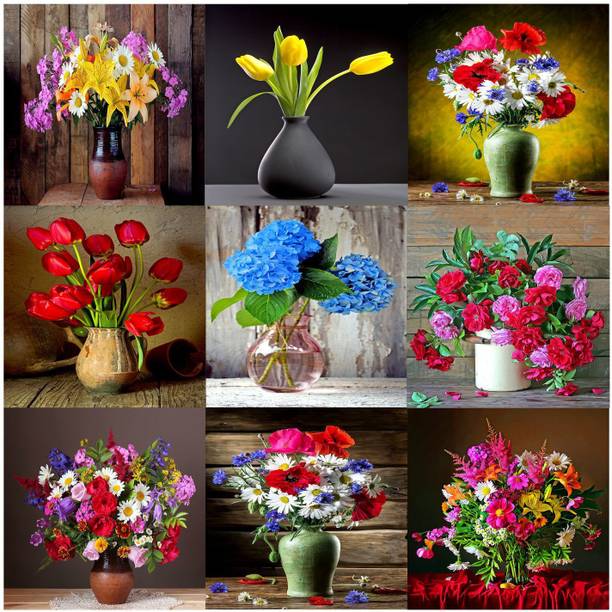 DECOR Production 60.96 cm Flowers Theme Design Collage Sticker Poster (Self Adhesive) Self Adhesive Sticker