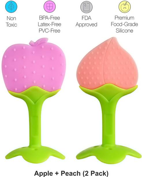 Mahikrite Baby Fruit Shape Silicone Teethers FDA-Approved Soft Silicone, BPA-Free for Infants Baby Boys & Girls (2 Pack) Teether