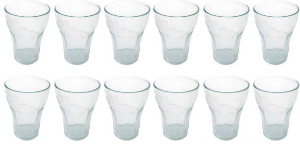 KUBER INDUSTRIES (Pack of 12) Stylish Design Plastic 12 Pieces Unbreakable Drinking Water Glass Set 200 Ml (Transparent) - CTKTC21031 Glass Set Water/Juice Glass