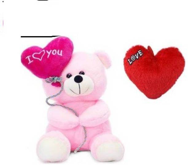 GIFT Combo Offer Pack of Two Pink Balloon Teddy Bea  - 23 cm