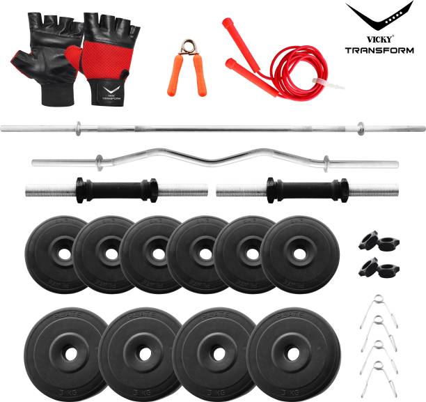 Vicky Transform 24 Kg PVC 24 Kg Curl And Straight Rod Combo Home Gym Combo