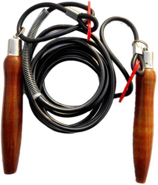 RAHICO CLUB Adjustable Wodden Handel Skipping Rope For Men and Women (color may vary) Ball Bearing Skipping Rope