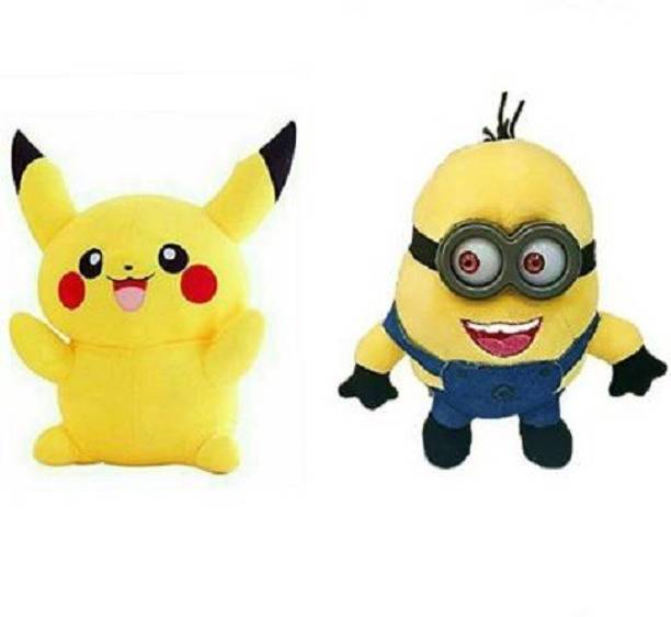 RBB HUB RBBHUB soft toy minion-20cm and Pikachu - 32 cm (Multicolor)  - 4 cm