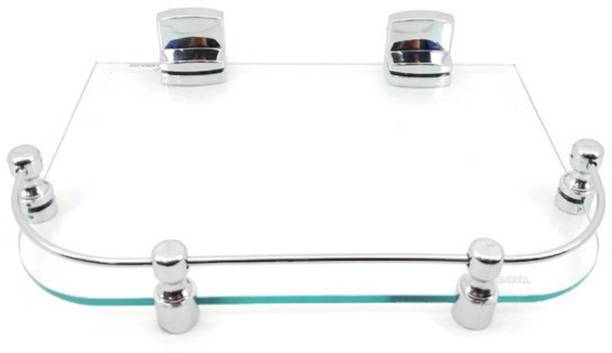 Sparkraze High Quality Small Piller Heavy Plastic Nano Brackets 12 By 9 inch Multipurpose Speaker/ Set Top Box Glass Wall Shelf Glass Wall Shelf