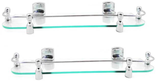 Rack_shelf Small Piller Heavy Plastic Nano Brackets Set Of two 16" Inch rack shelf Glass Wall Shelf