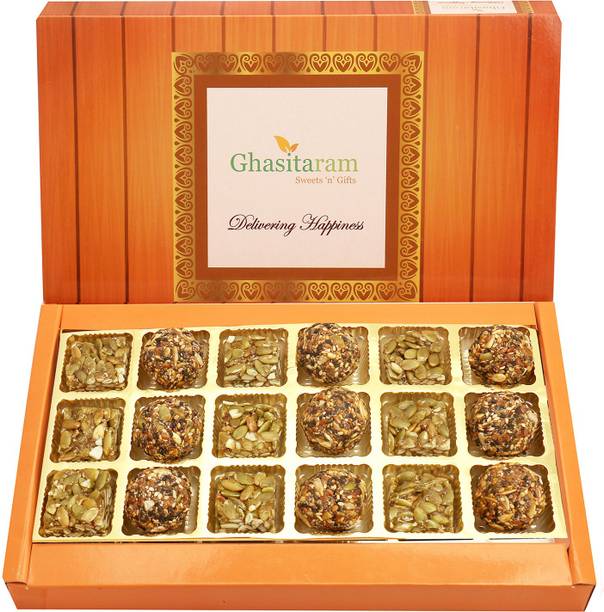Ghasitaram Gifts Sweets -Assorted Healthy Seeds Sweets Box 18 pcs Box