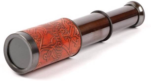 Exim Decor 6" Brass Leather Wrapped Telescope Showpiece Catadioptric Telescope