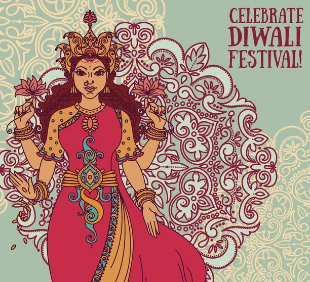 Lakshmi and royal |festival poster|diwali poster|poster for diwali|diya poster|dia poster|rangoli poster|poster for home,gym,office|12x18 inch|sticker paper poster Paper Print