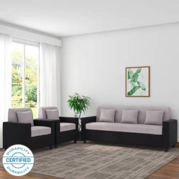 WESTIDO Ikeaa Fabric 3 + 1 + 1 Black Grey Sofa Set