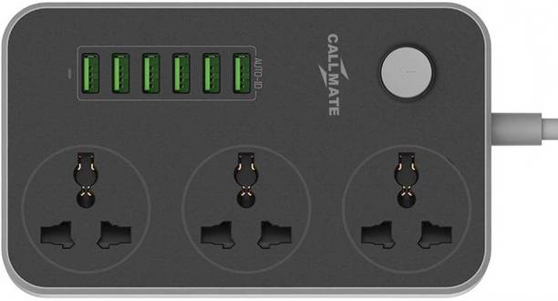 Callmate Ext-306 Power Strips with 6 Port USB Charger with 3 AC Socket 3  Socket Extension Boards