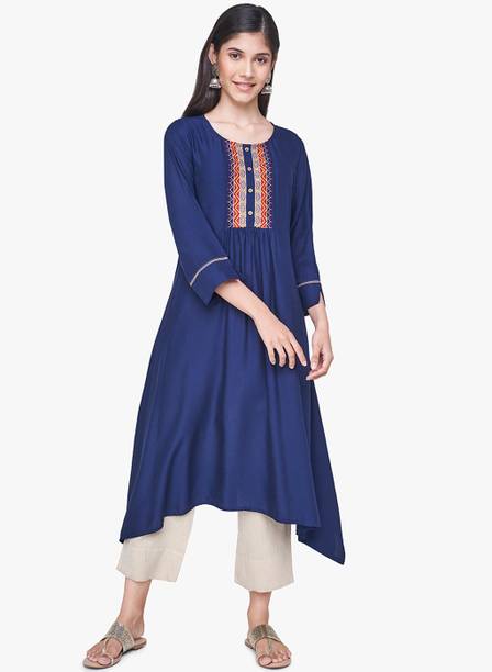 Global Desi Rust Butti-Print Viscose Dress