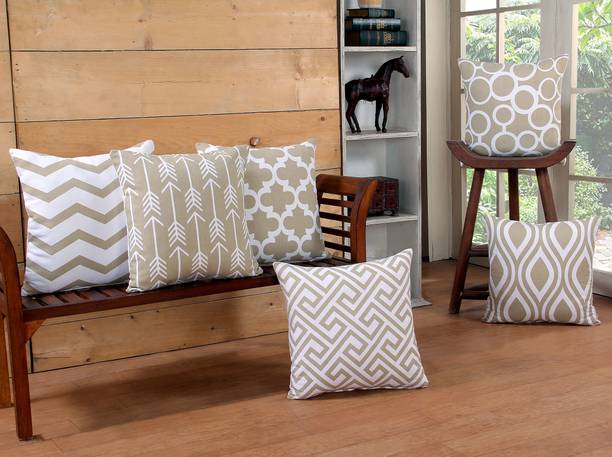 MODERN HOMES - feel the difference Cotton Cushions Cover 40 cm*40 cm, Pack of 6, Brown