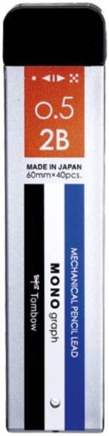 Tombow Mono Graph Mechanical Pencil Lead, 2B 0.5mm, 40 Leads Tube (Black) Pencil