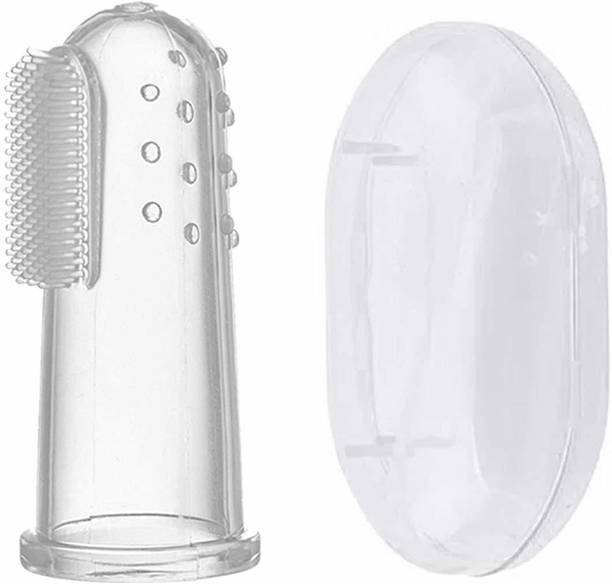 Lifekrafts Baby Silicone Finger Toothbrush , Baby Finger Tooth Brush (3 months to 3 years) with storage Box Extra Soft Toothbrush