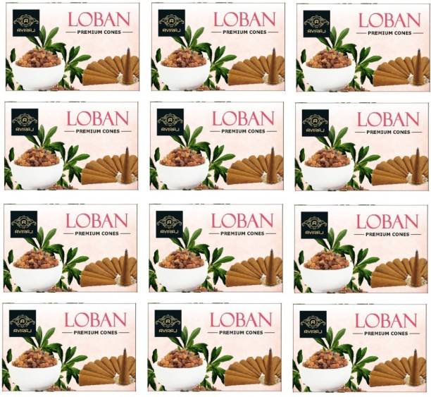 aviraj Premium Dry Loban Dhoop Cone Monthly Pack combo of 12 Dhoop
