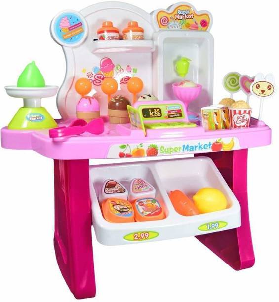 Authfort Supermarket Shop 34 Pcs with Music & Lights Ice Cream Set for Kids