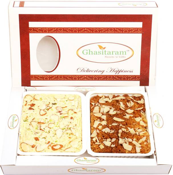 Ghasitaram Gifts Mithai-Milk Cake and Soan Papdi Hamper Box