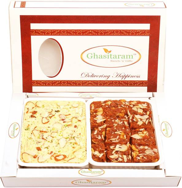 Ghasitaram Gifts Mithai-Dodha Barfi and Soan Papdi Hamper Box