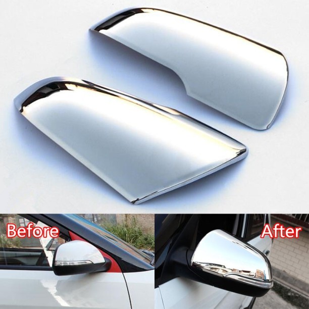 AKKNE 2Pcs Car Chrome ABS Side View Mirror Covers Car Styling Accessories for Mitsubishi Outlander 2013-2018 Door Mirrors Wing Rearview Protector Trim Overlays Cap