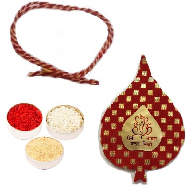 Velour Shoppe Thread BHAI DOOJ COMBO Mauli Thread Chawal Roli Pack Set