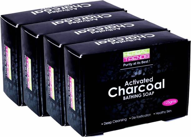 Herbal Trends Activated Charcoal Bathing Soap-125 g- Pack of 4