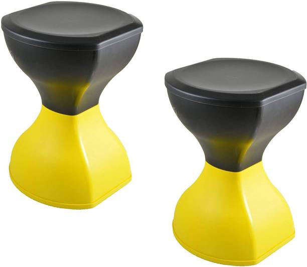 AMAZE ACTIONWARE Pinakin Foldable ( Yellow-Black ) (2 PCS. ) Seating Table For Living & Bedroom Outdoor & Cafeteria Stool