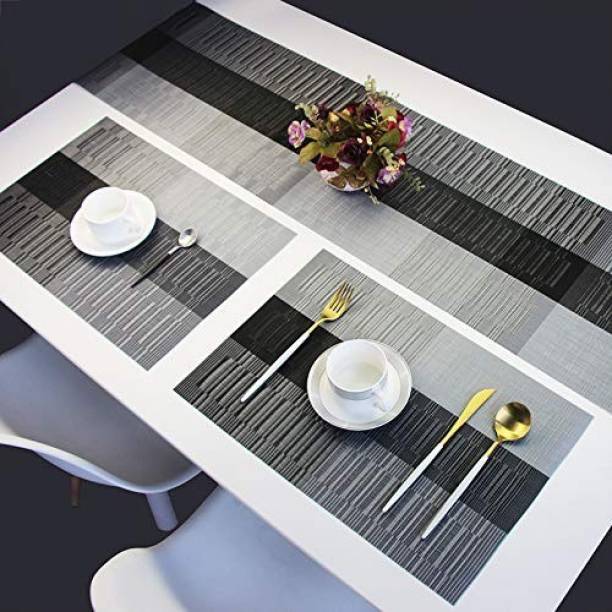 Royalkart Grey, Black PVC Table Linen Set