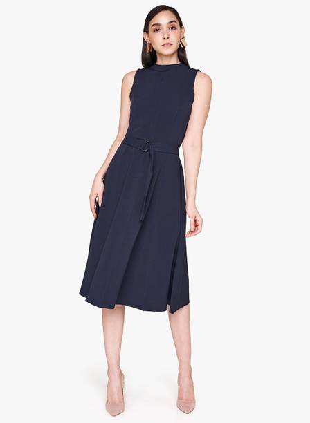 Women Fit and Flare Light Blue Knee Length Dress