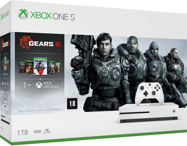MICROSOFT Xbox One S 1 TB with Gears of War 5 , Gears of War Ultimate Edition: Gears of War 2, Gears of War 3 , Gears of War 4 , (White)