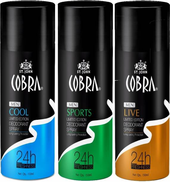 ST-JOHN Cobra Deo Live & Sports 150 ml (Pack of 2) + Cobra Deo Cool