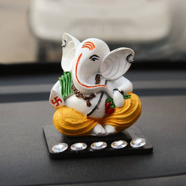 eCraftIndia Decorative Lord Ganesha for Car Dashboard, Home Temple & Office Desks Decorative Showpiece  -  8 cm