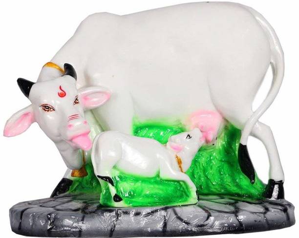 Sai Amrut Sai Amrut Hindu Goddess Kamdhenu Cow & Calf Statue Decorative Showpiece  -  20 cm