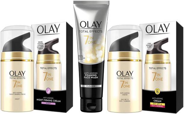 OLAY CREAM (50g) + Anti-Ageing Foaming CLEANSE Face Wash (100g) + Anti-Ageing Cream Day SPF 15 Day Normal (50g)