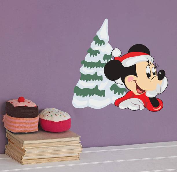 SUDARSHAN STICKER 59 cm Christmas Mickey Mouse Wall Sticker 59cm X 60cm | Wall Sticker for Living Room -Bedroom - Office - Home Hall Decorative Stickers Self Adhesive Sticker