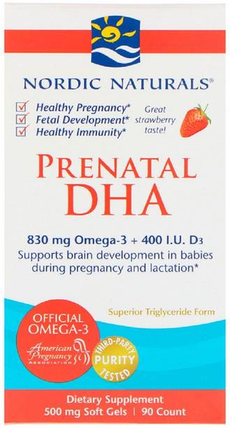 Nordic Naturals Prenatal DHA, Strawberry, 500 mg, 90 Soft Gels