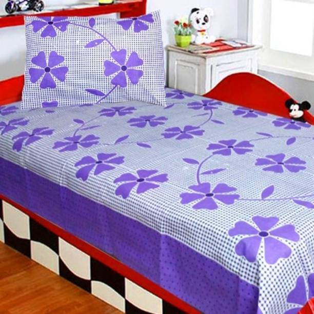 AAKARSH INTERNATIONAL 180 TC Cotton Single Floral Flat Bedsheet