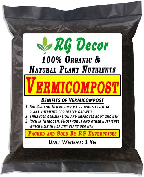 RGDECOR 1 Kg 100% Natural Vermicompost - Earthworm Soil Manure Manure