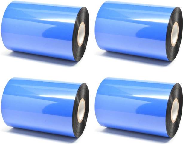 tudko 110 mm X 300 Meters, Chromo (White) Barcode Ribbon, Set of 4 Ribbon Roll, Print on Paper Label
