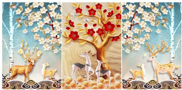 RANGOLI 3D MDF 1258 Digital Reprint 18 inch x 12 inch Painting