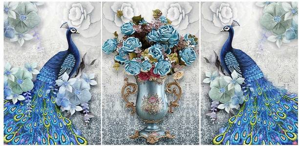 RANGOLI 3D MDF 1256 Digital Reprint 18 inch x 38 inch Painting