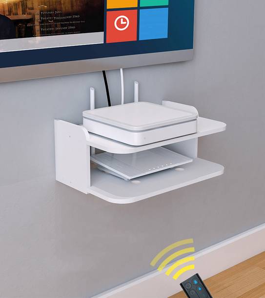 WORA TV Set-Top Box Rack Router Storage Organizer Living Room Projector Particle Board Wall Shelf