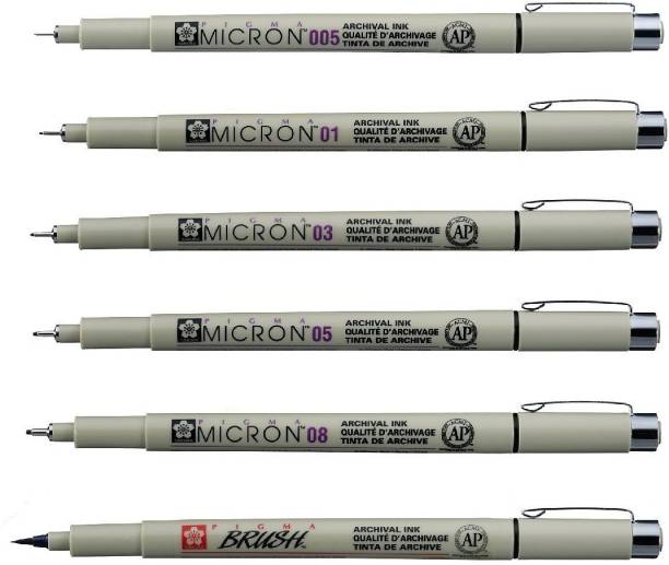 SAKURA Pigma Micron Set with Brush Fineliner Pen