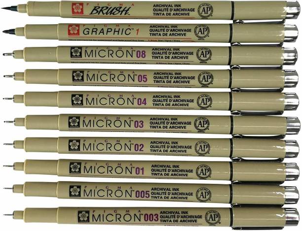 SAKURA Pigma Micron Black Archival Ink 10 Fineliner Pen