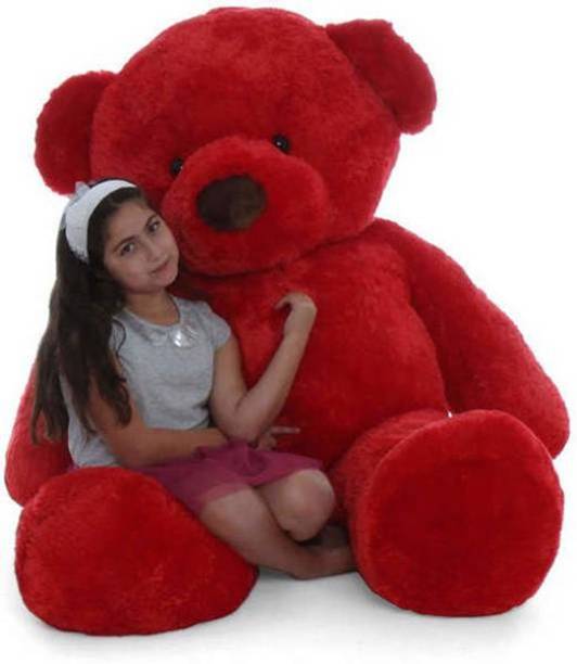 MOLAP Toys Stuffed Spongy Teddy Bear with Neck Bow 3 Feet (Red)  - 92 cm