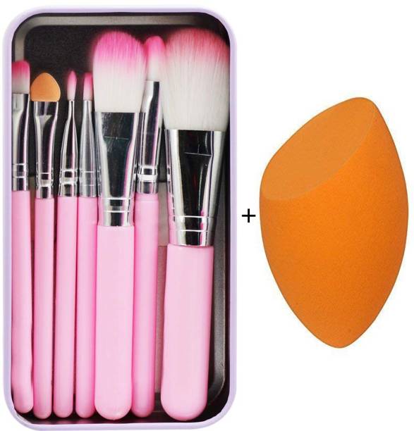 BELLA HARARO Makeup hellokitty brush set of 7 with Sponge puff blender -(pack of 8)