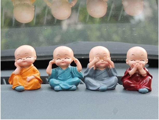 Craft Junction Little Buddha Set of 4 Small Baby Monk Statue For Home Decor Living Room Gifts Decorative Showpiece  -  5.5 cm