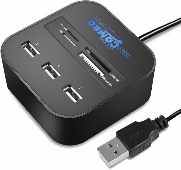 InfiDeals All in 1 External Memory Card Reader with 3 Ported USB Hub for MS/PRO Duo SD/MMC M2 Compatible with PC/Docking Station/MP3s Card Reader