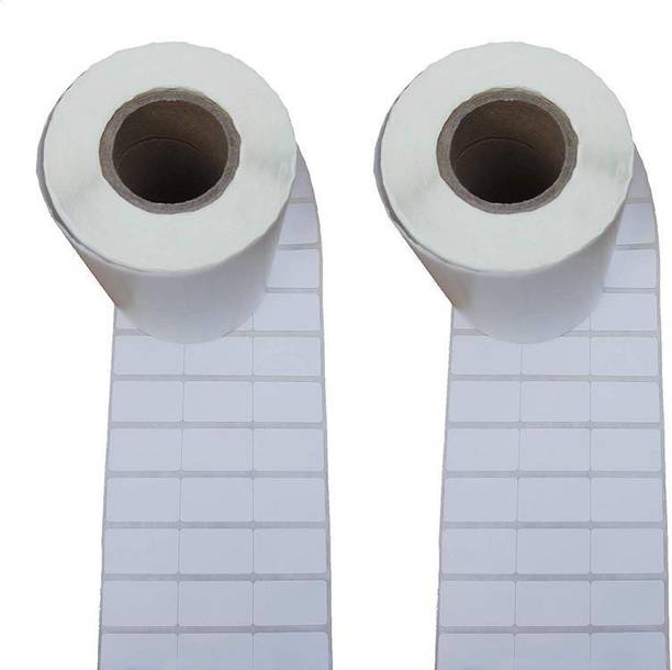 youlogic 34MMX22MM Barcode Label 3''up Self-adhesive Paper Label (White) 1ROLL 5000 LABELS Pack of 2 Roll cromo Paper Label