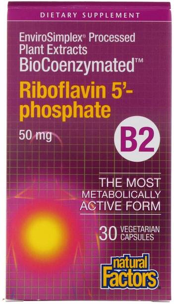 Natural Factors BioCoenzymated, B2, Riboflavin 5'-Phosphate , 50 mg, 30 Vegetarian Capsules